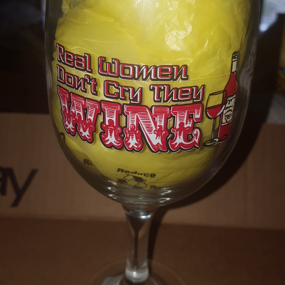 4pc New Wine Glass Real Women Don't Cry They WINE - Picture 3 of 16